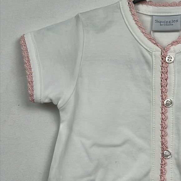 Squiggles by Charlie White and pink Pima Cotton short sleeve day gown 3-6 m NWT - Picture 4 of 13